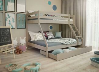 łóżko piętrowe denis drewniane